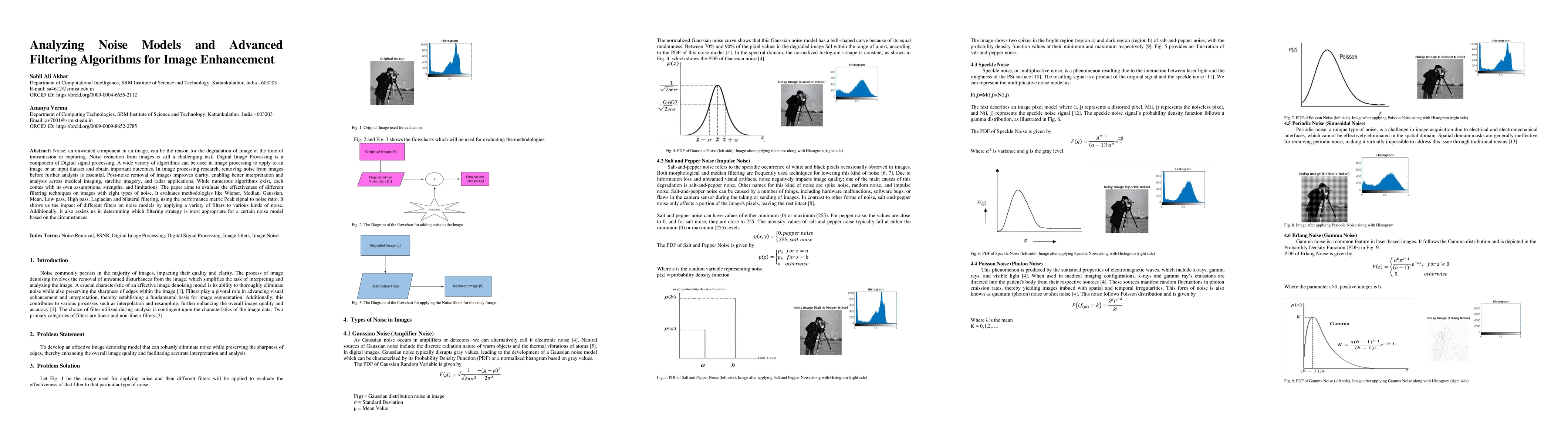 Thumbnail for Analyzing Noise Models and Advanced Filtering Algorithms for Image
  Enhancement