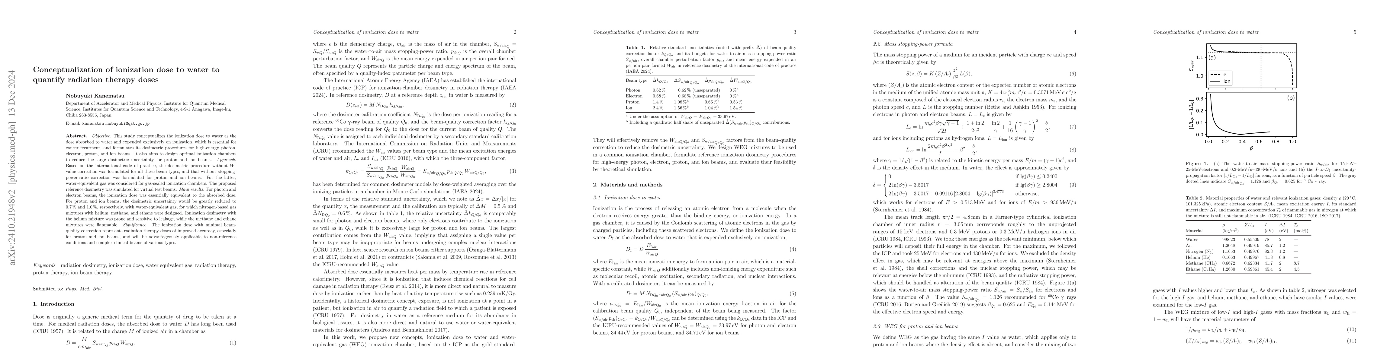 Thumbnail for Conceptualization of ionization dose to water to quantify radiation
  therapy doses