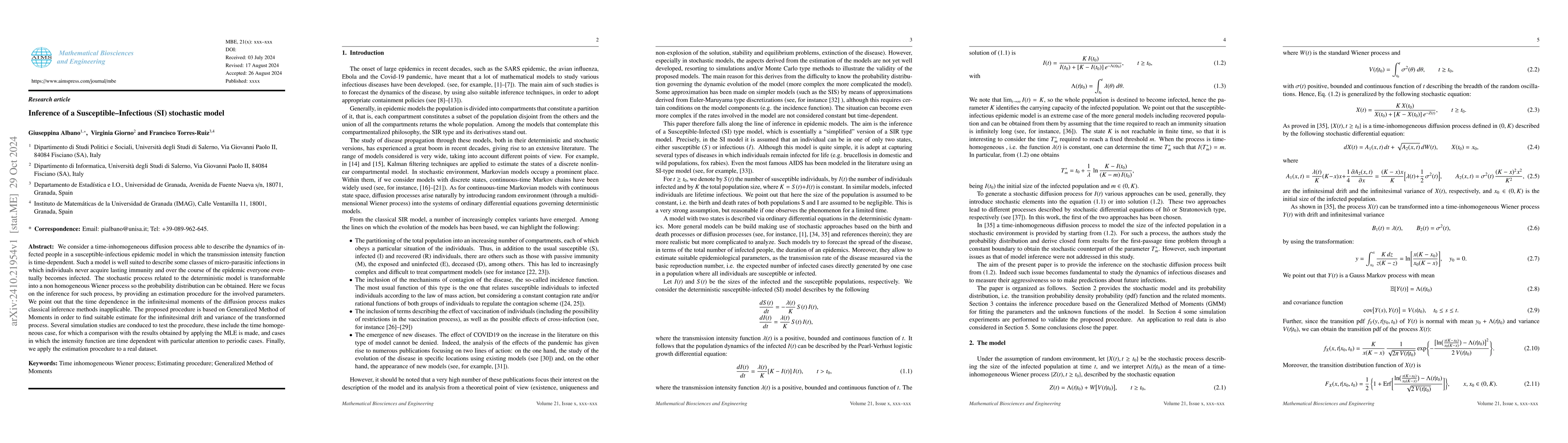 Thumbnail for Inference of a Susceptible-Infectious stochastic model
