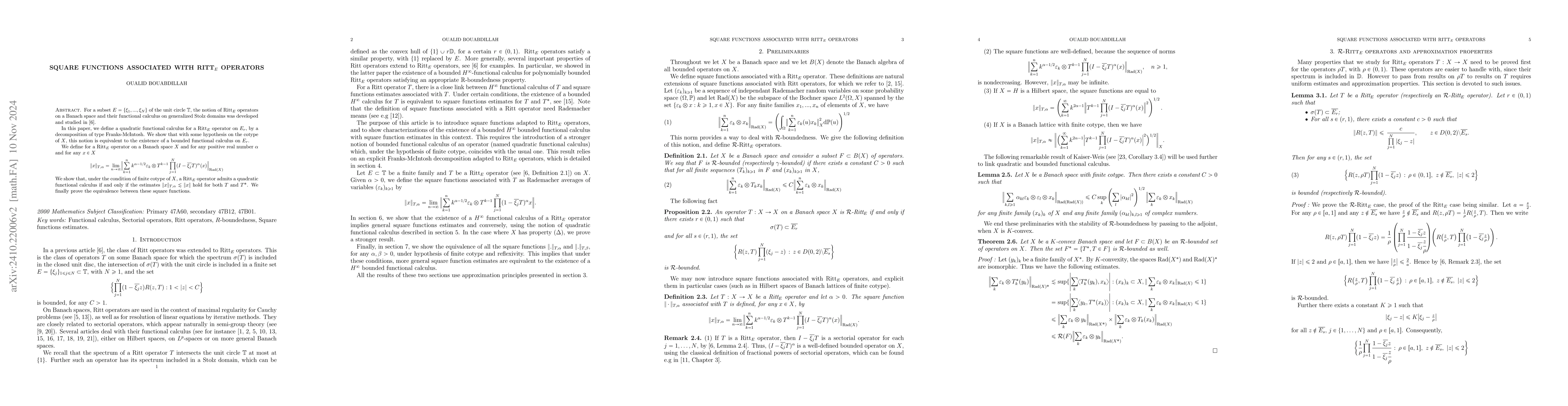 Thumbnail for Square functions associated with Ritt$_E$ operators