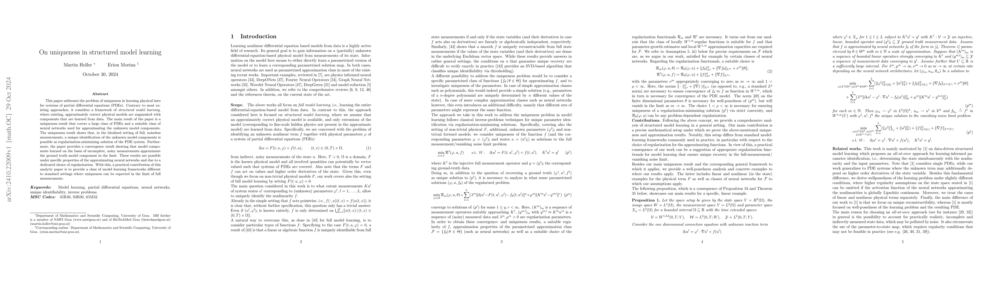 Thumbnail for On uniqueness in structured model learning