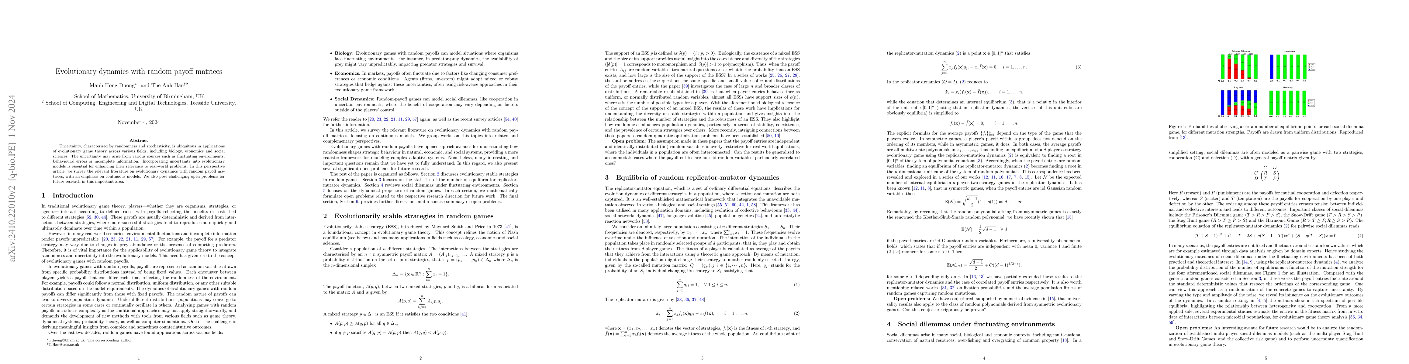 Thumbnail for Evolutionary dynamics with random payoff matrices