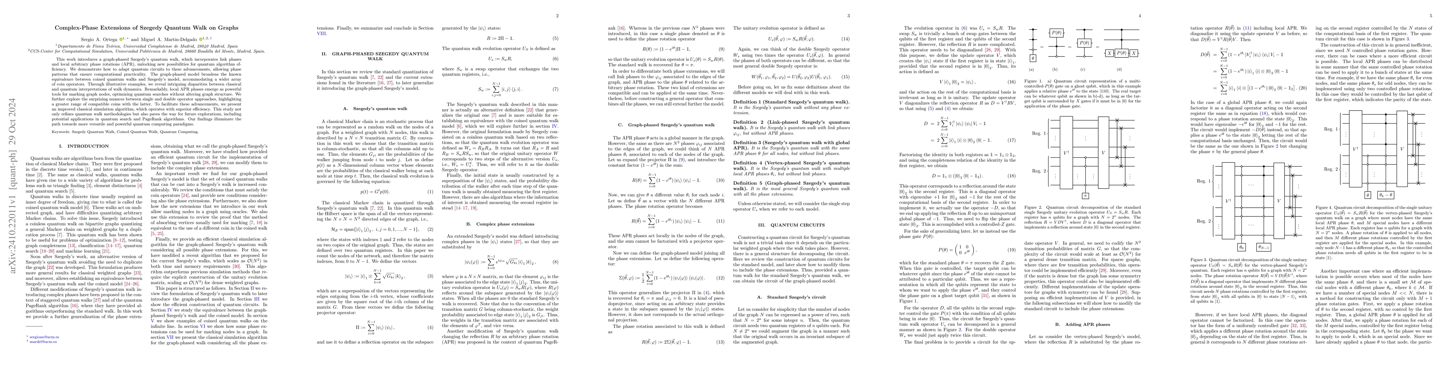 Thumbnail for Complex-Phase Extensions of Szegedy Quantum Walk on Graphs