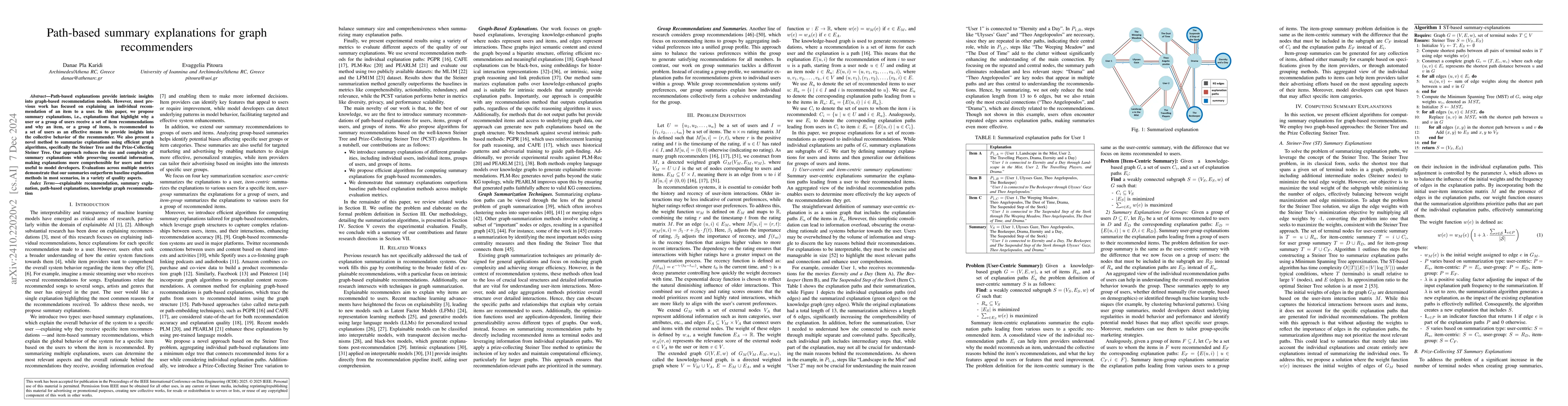 Thumbnail for Path-based summary explanations for graph recommenders -- extended
  version