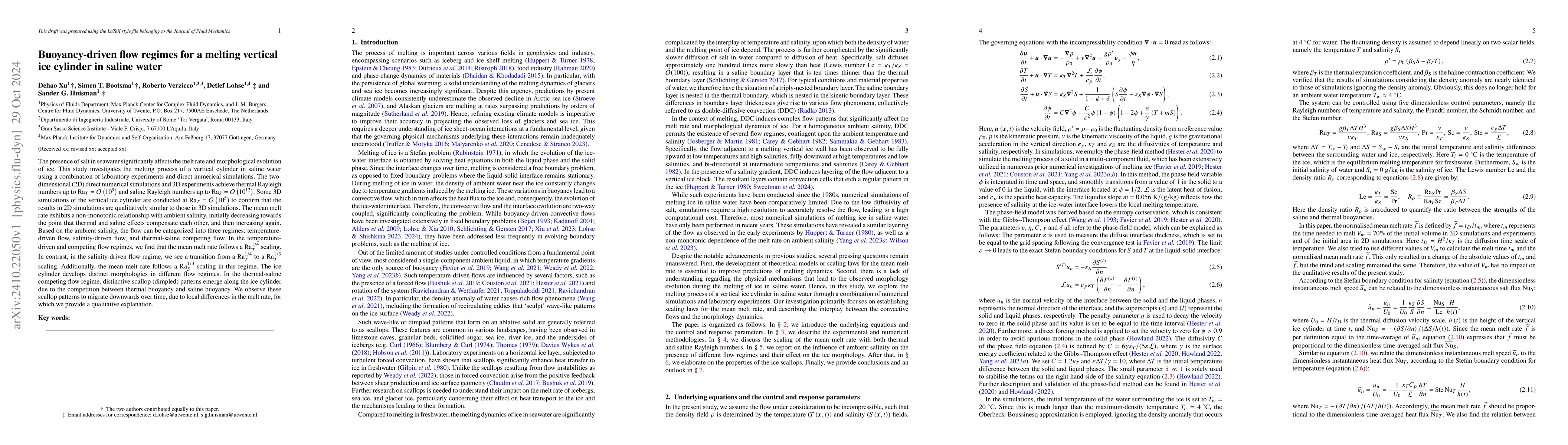Thumbnail for Buoyancy-driven flow regimes for a melting vertical ice cylinder in
  saline water