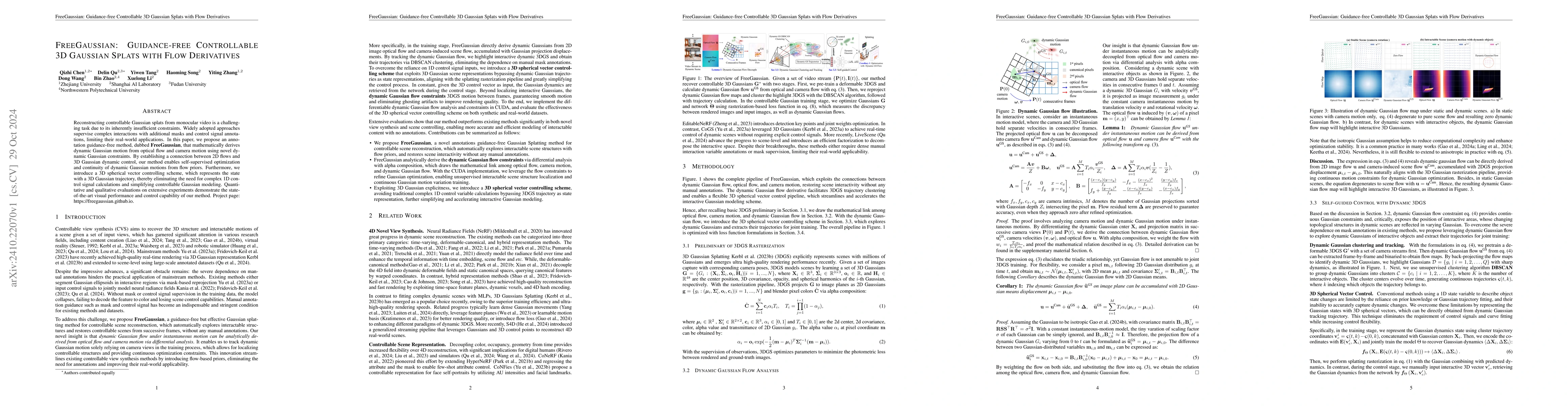 Thumbnail for FreeGaussian: Guidance-free Controllable 3D Gaussian Splats with Flow
  Derivatives