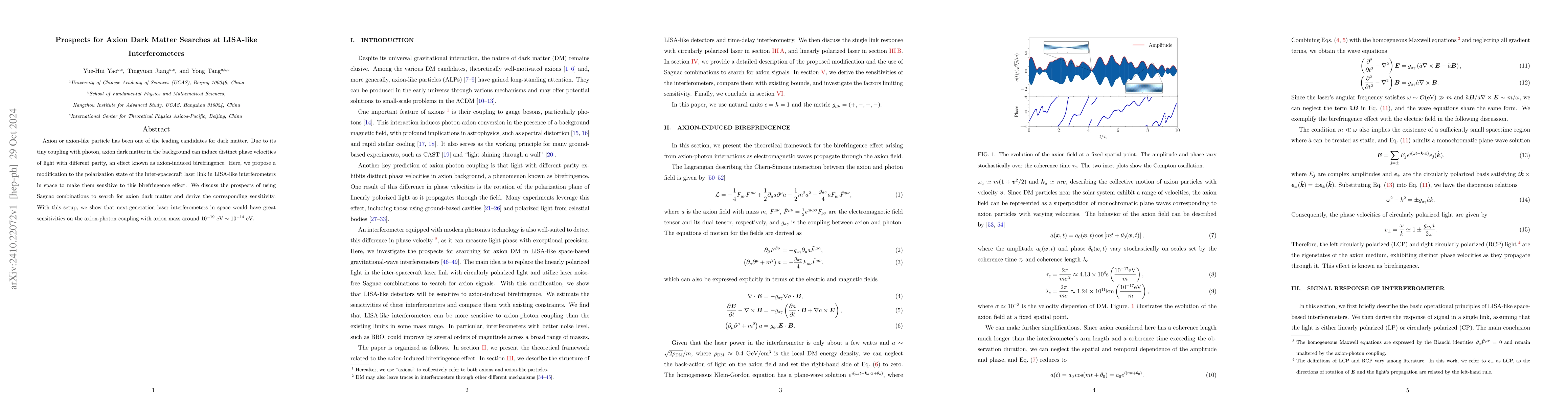 Thumbnail for Prospects for Axion Dark Matter Searches at LISA-like Interferometers