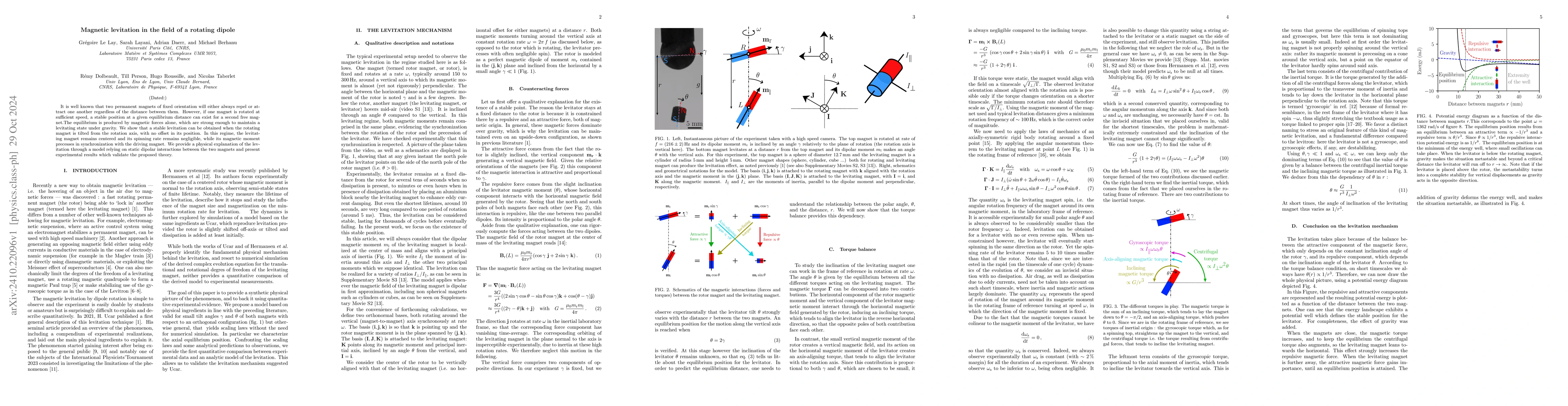 Thumbnail for Magnetic levitation in the field of a rotating dipole