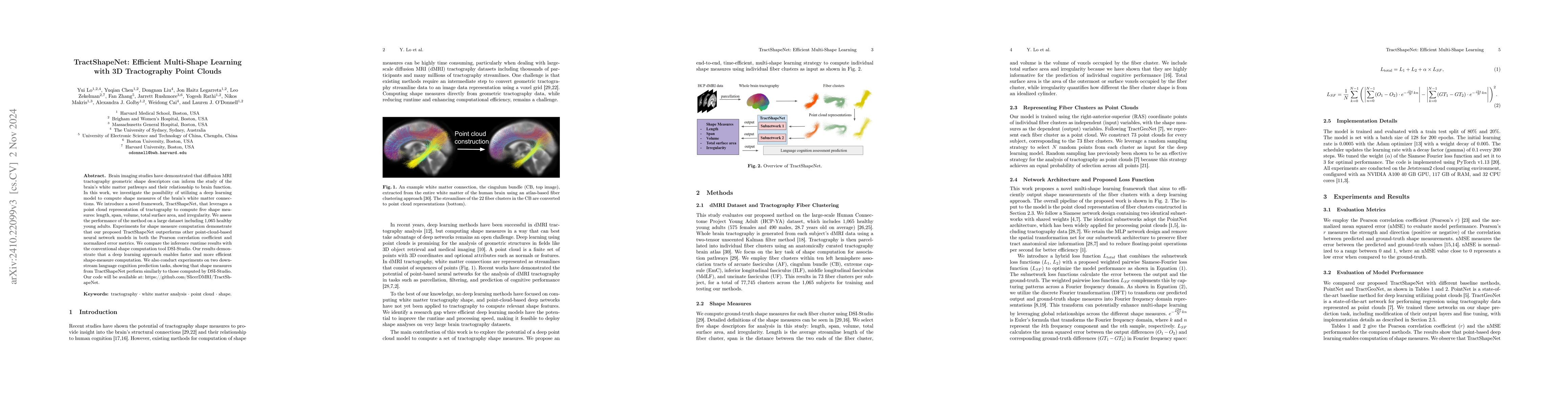 Thumbnail for TractShapeNet: Efficient Multi-Shape Learning with 3D Tractography Point
  Clouds