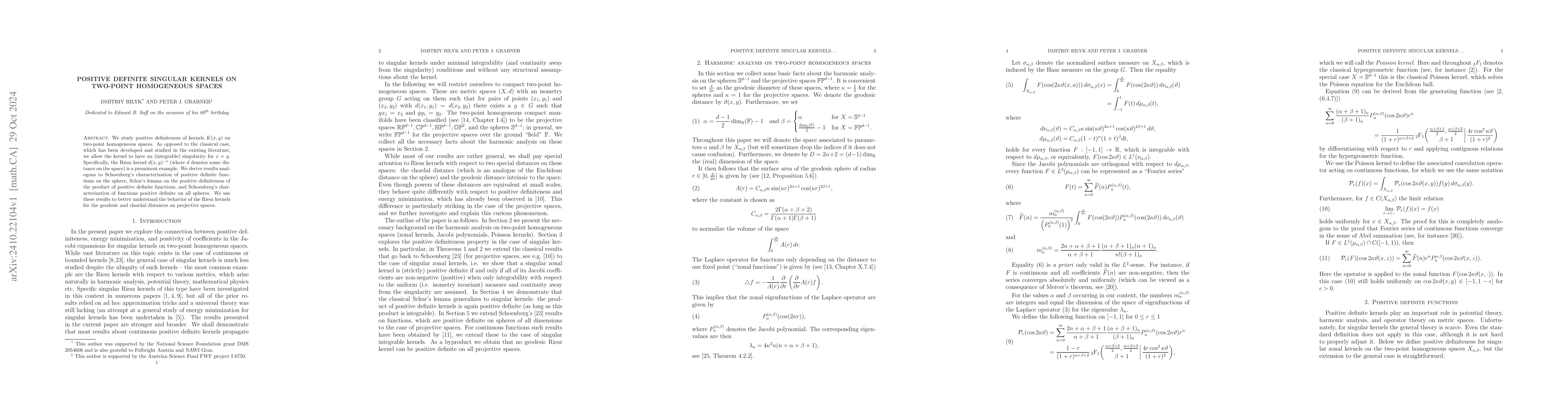Thumbnail for Positive definite singular kernels on two-point homogeneous spaces