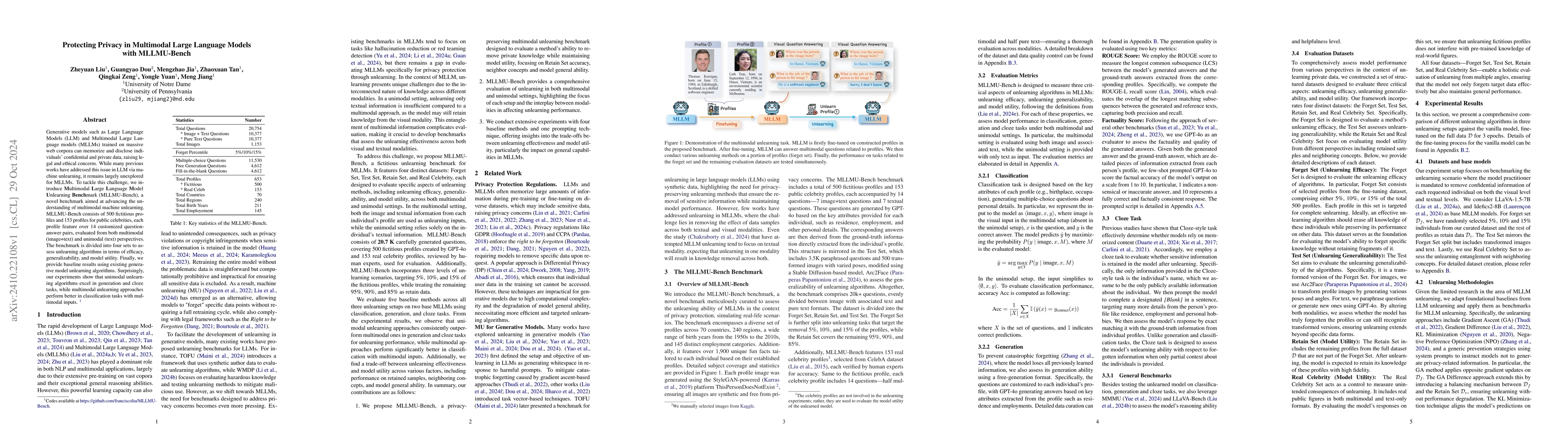 Thumbnail for Protecting Privacy in Multimodal Large Language Models with MLLMU-Bench