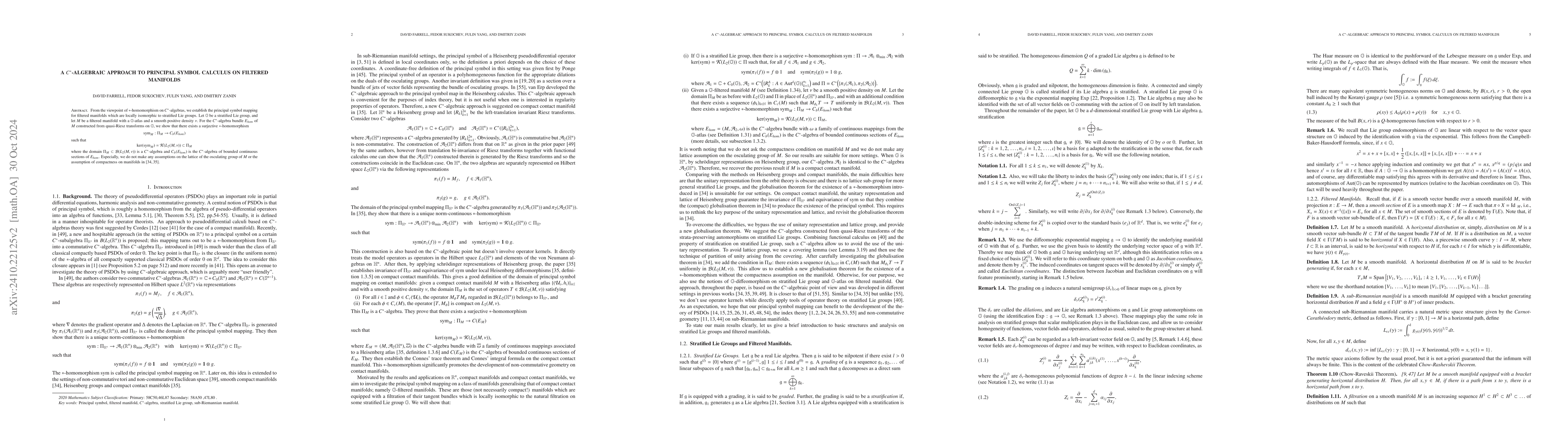 Thumbnail for A $C^{*}$-Algebraic Approach To Principal Symbol Calculus On Filtered
  Manifolds