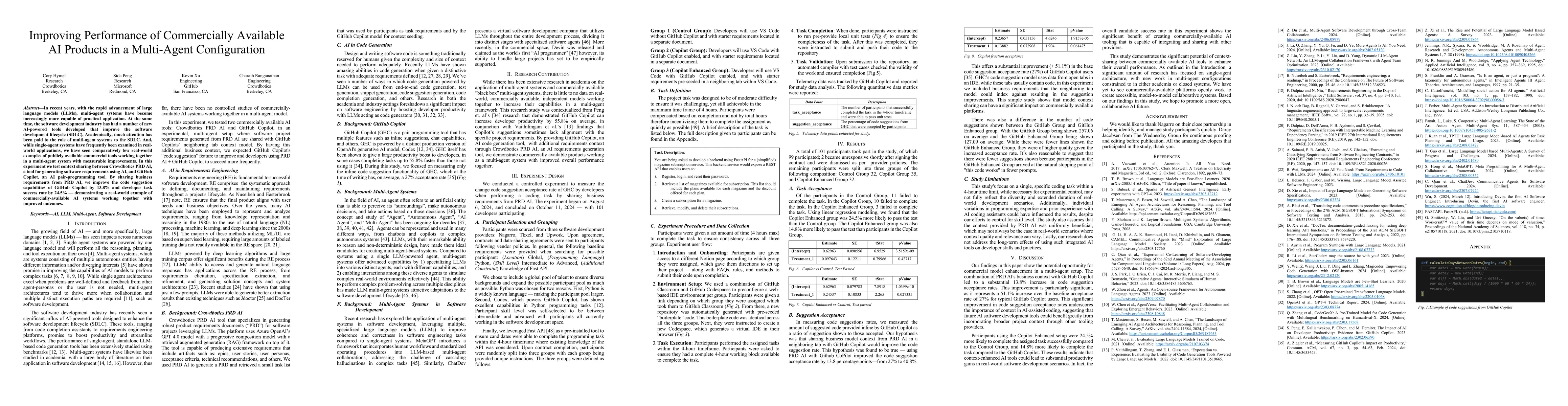 Thumbnail for Improving Performance of Commercially Available AI Products in a
  Multi-Agent Configuration