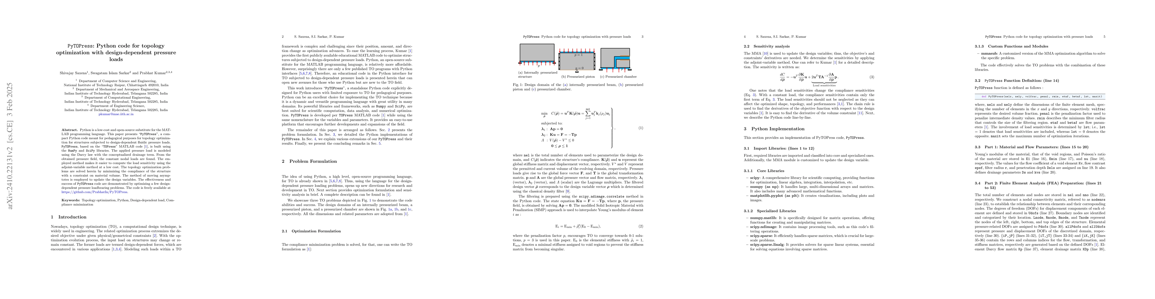 Thumbnail for PyTOPress: Python code for topology optimization with design-dependent
  pressure loads