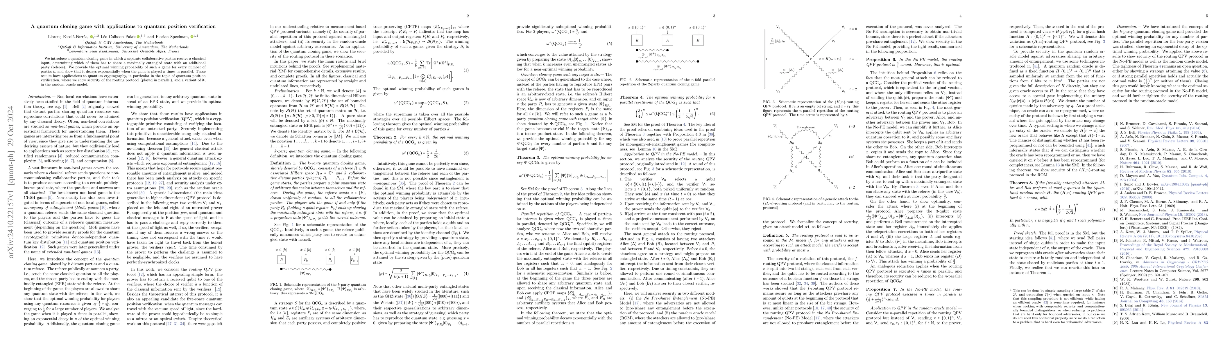 Thumbnail for A quantum cloning game with applications to quantum position
  verification