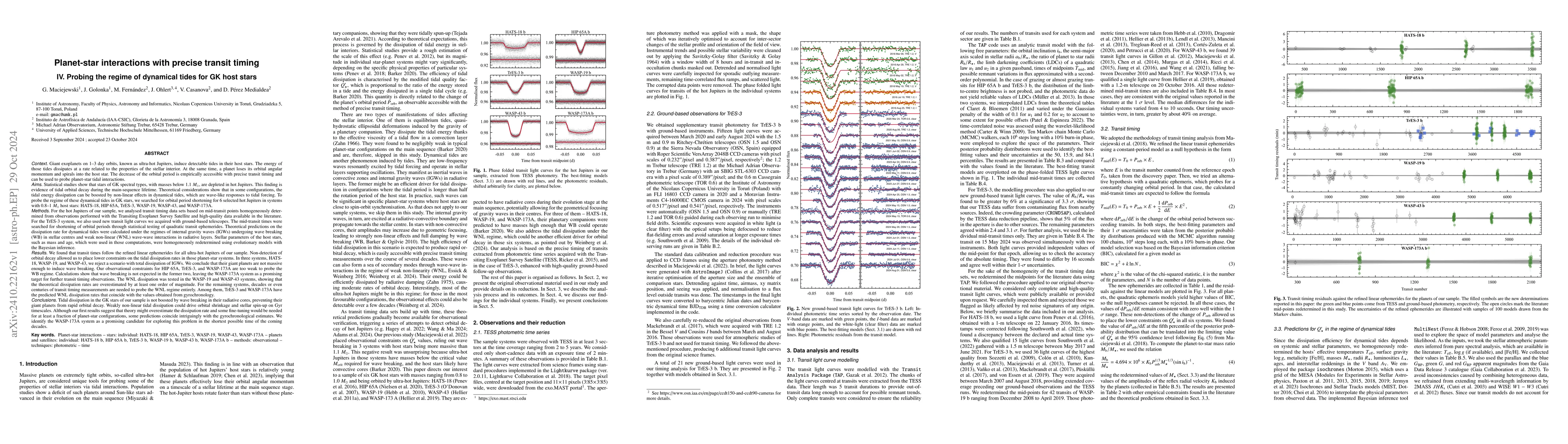 Thumbnail for Planet-star interactions with precise transit timing. IV. Probing the
  regime of dynamical tides for GK host stars