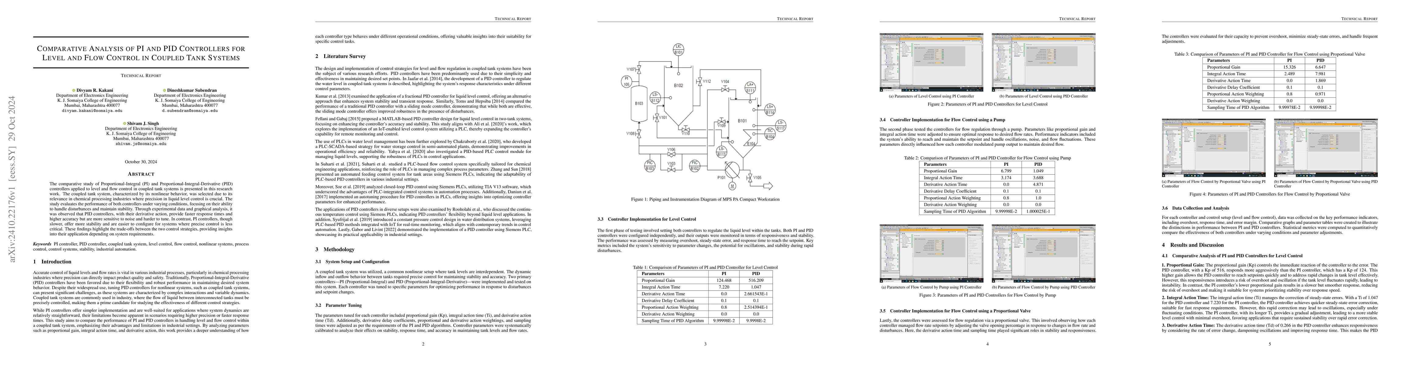 Thumbnail for Comparative Analysis of PI and PID Controllers for Level and Flow
  Control in Coupled Tank Systems
