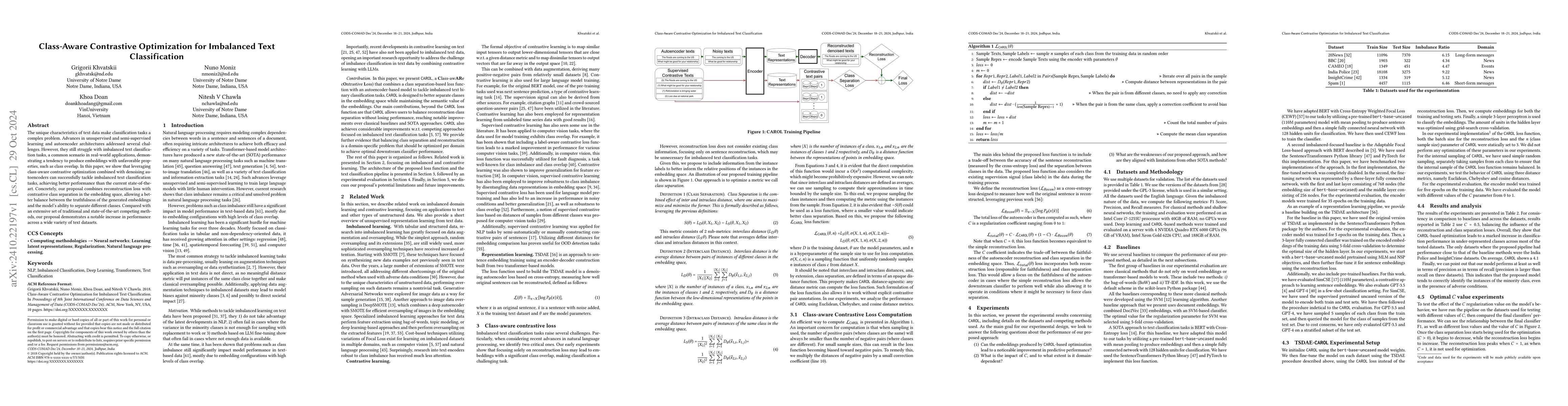 Thumbnail for Class-Aware Contrastive Optimization for Imbalanced Text Classification