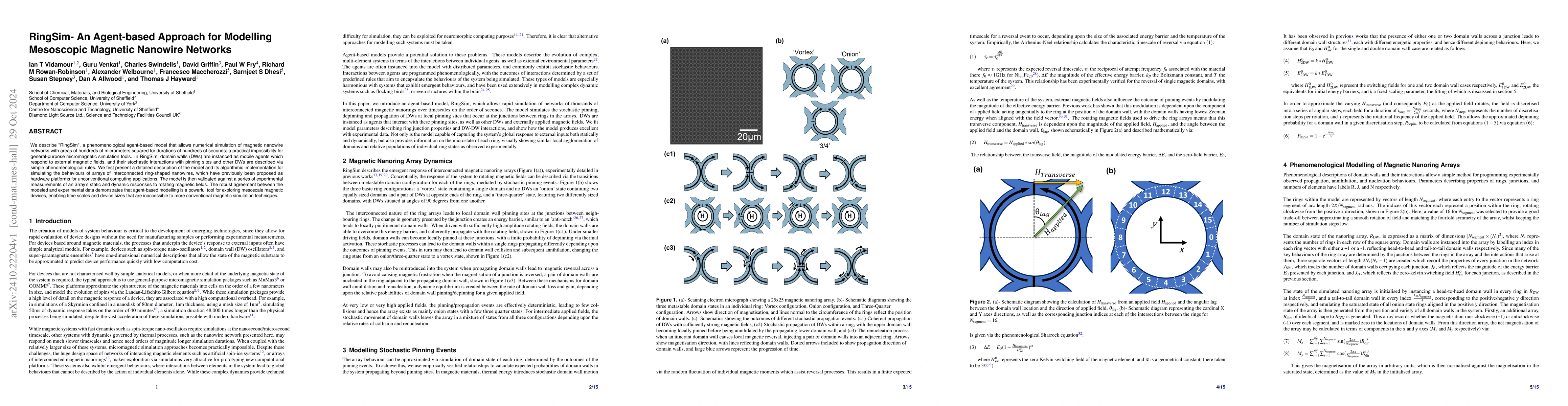 Thumbnail for RingSim- An Agent-based Approach for Modelling Mesoscopic Magnetic
  Nanowire Networks