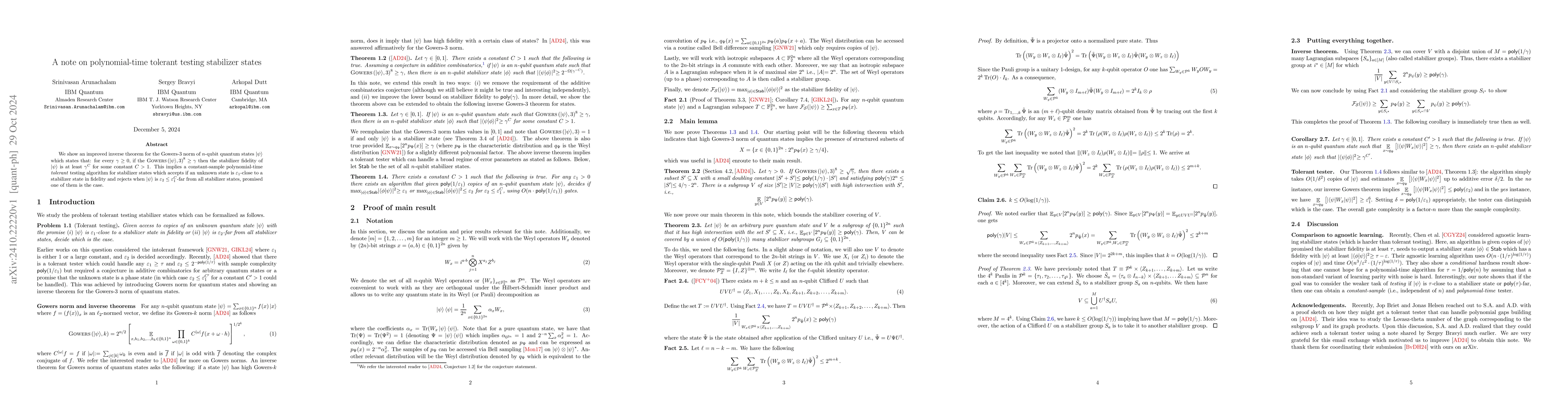 Thumbnail for A note on polynomial-time tolerant testing stabilizer states