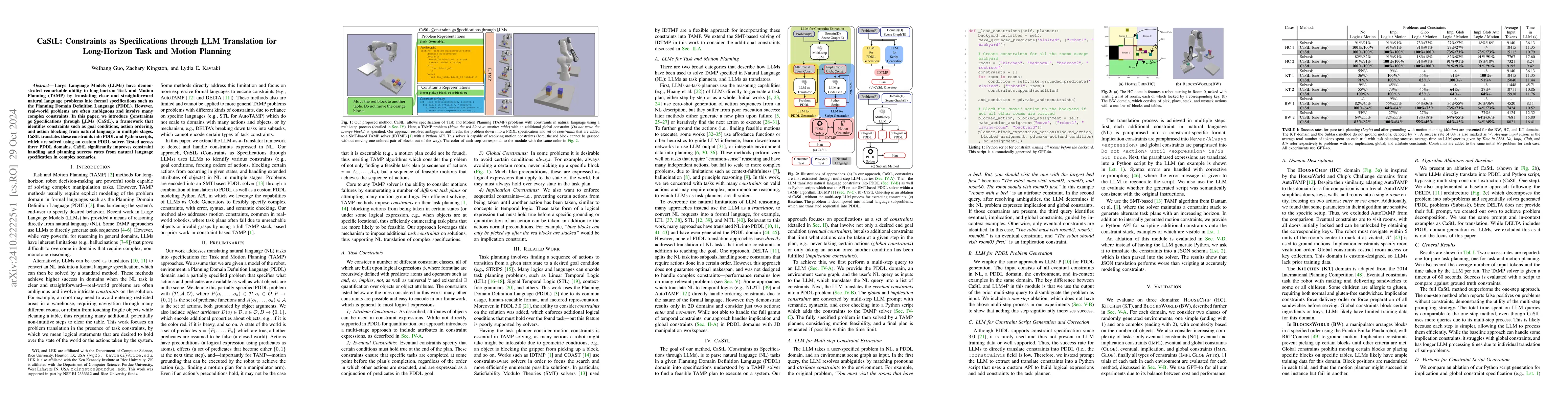 Thumbnail for CaStL: Constraints as Specifications through LLM Translation for
  Long-Horizon Task and Motion Planning