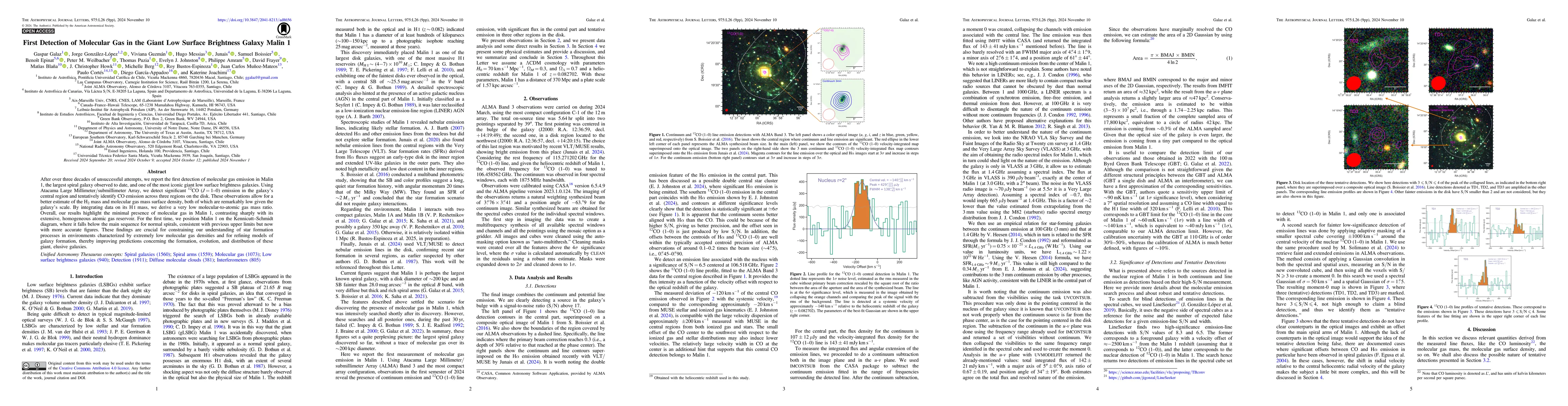Thumbnail for First Detection of Molecular Gas in the Giant Low Surface Brightness
  Galaxy Malin 1