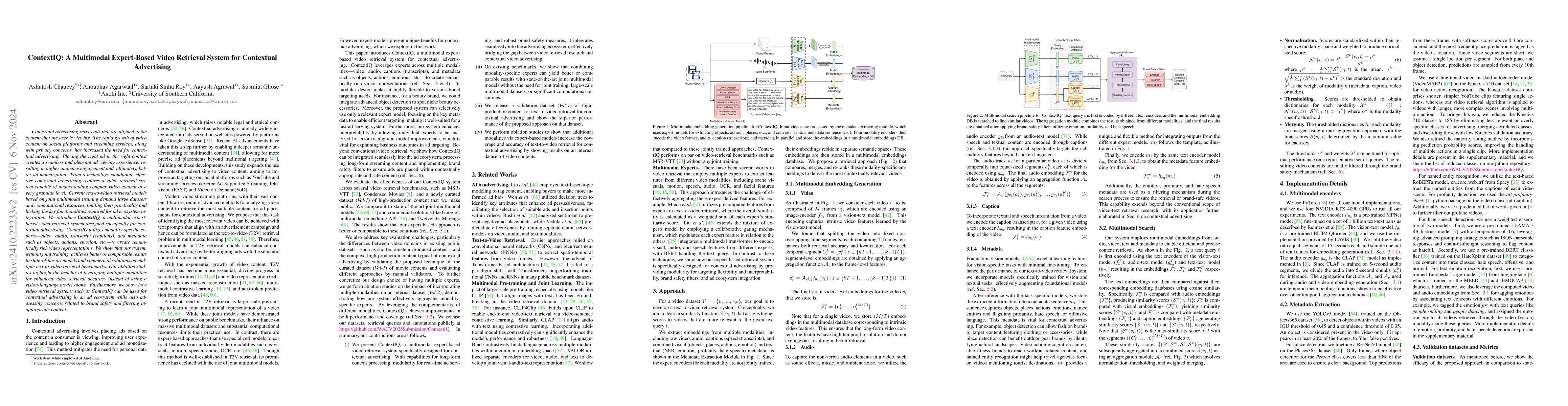 Thumbnail for ContextIQ: A Multimodal Expert-Based Video Retrieval System for
  Contextual Advertising