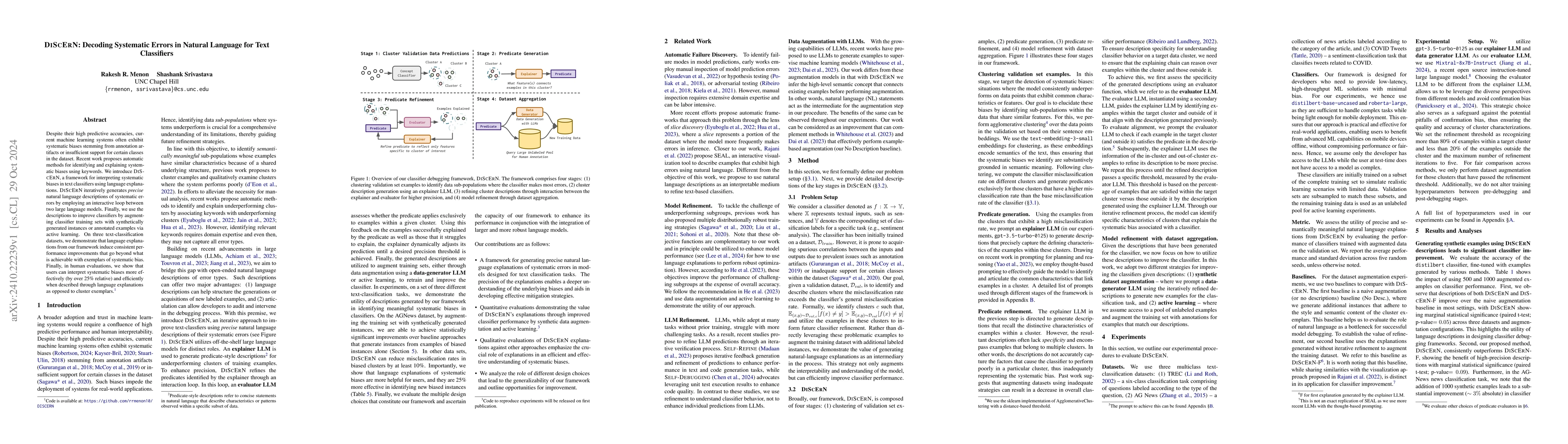 Thumbnail for DISCERN: Decoding Systematic Errors in Natural Language for Text
  Classifiers