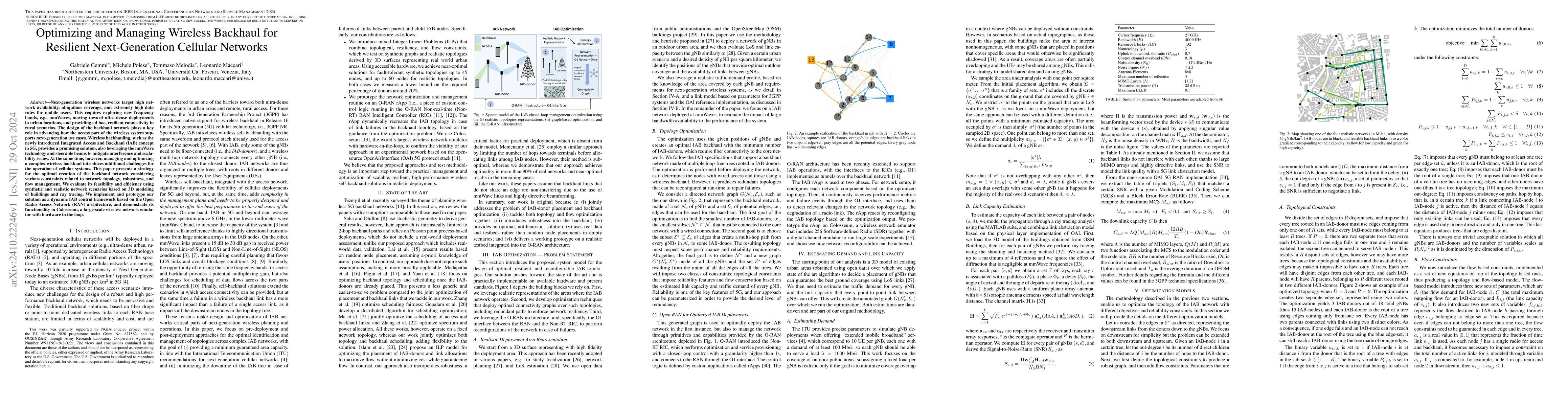 Thumbnail for Optimizing and Managing Wireless Backhaul for Resilient Next-Generation
  Cellular Networks