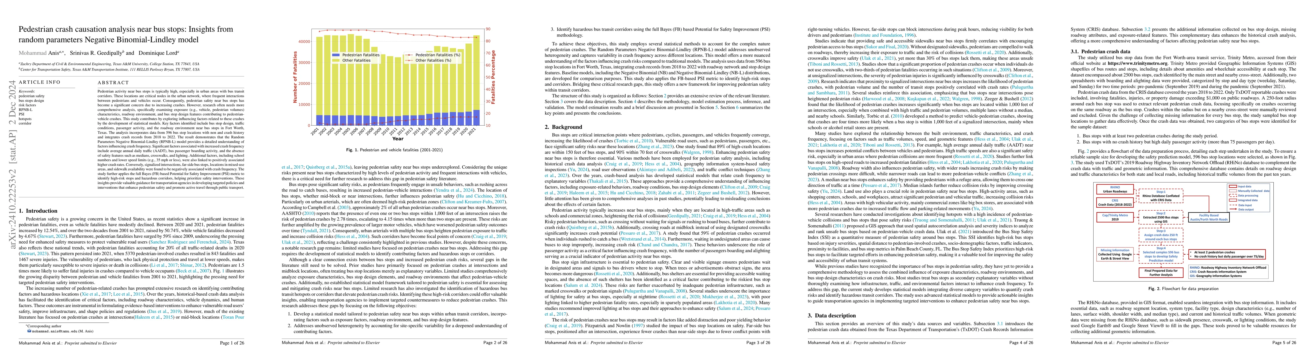 Thumbnail for Pedestrian crash causation analysis near bus stops: Insights from random
  parameters NB-Lindley models