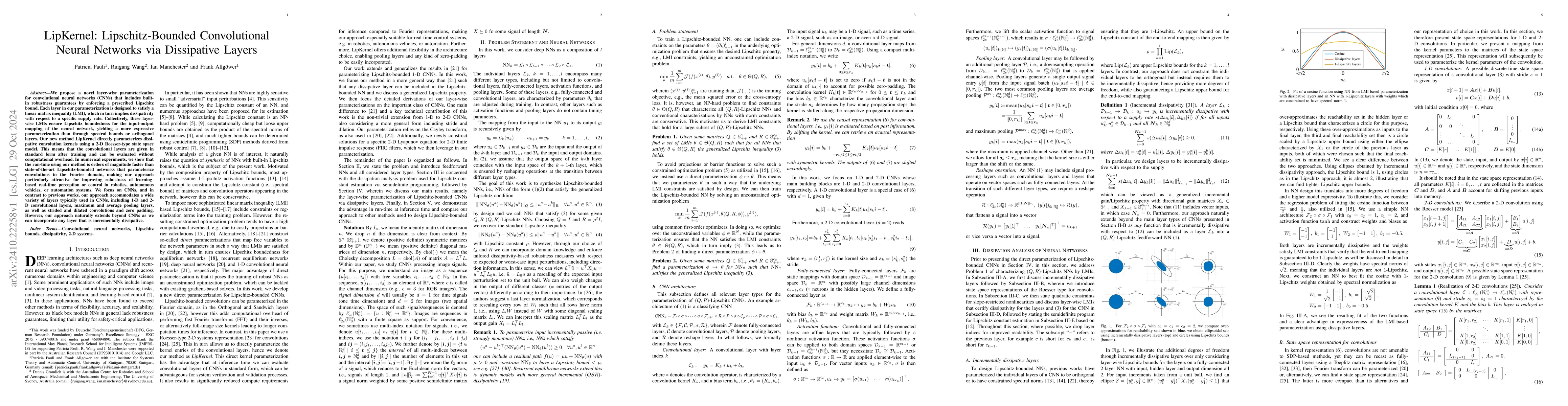 Thumbnail for LipKernel: Lipschitz-Bounded Convolutional Neural Networks via
  Dissipative Layers