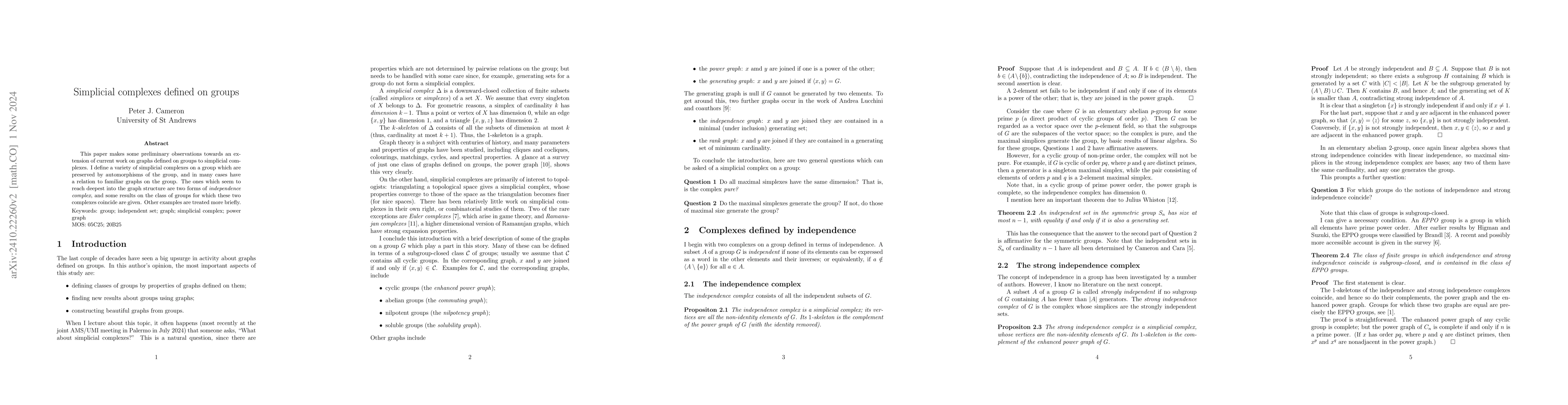 Thumbnail for Simplicial complexes defined on groups