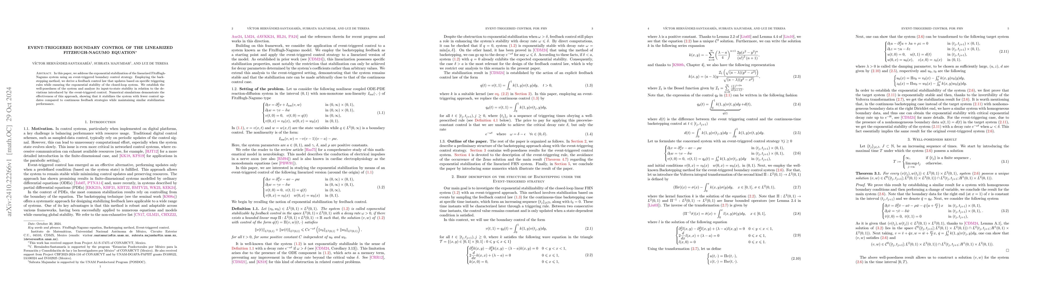 Thumbnail for Event-triggered boundary control of the linearized FitzHugh-Nagumo
  equation