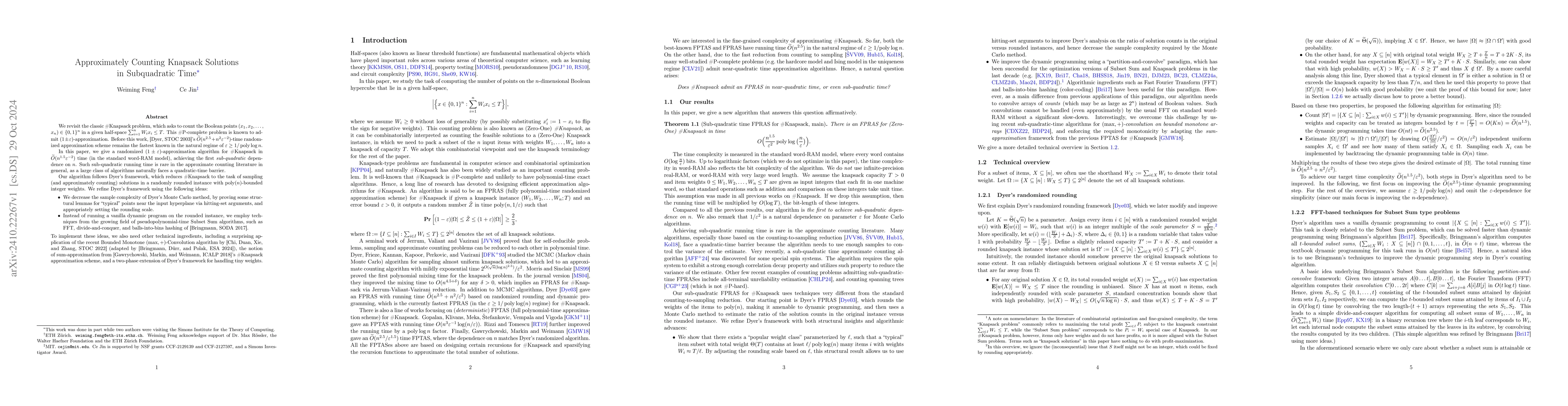 Thumbnail for Approximately Counting Knapsack Solutions in Subquadratic Time