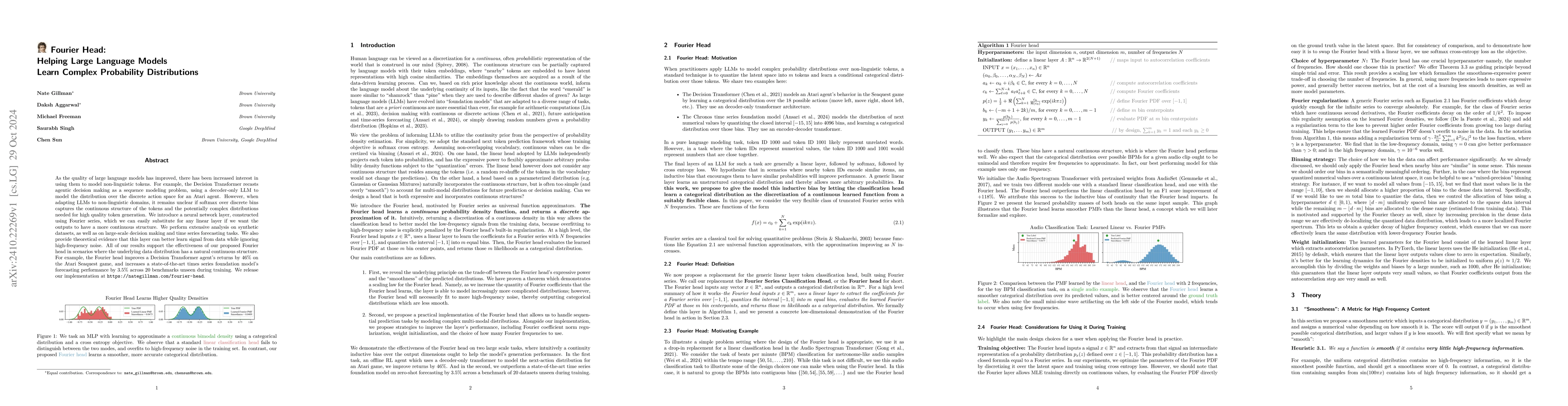 Thumbnail for Fourier Head: Helping Large Language Models Learn Complex Probability
  Distributions