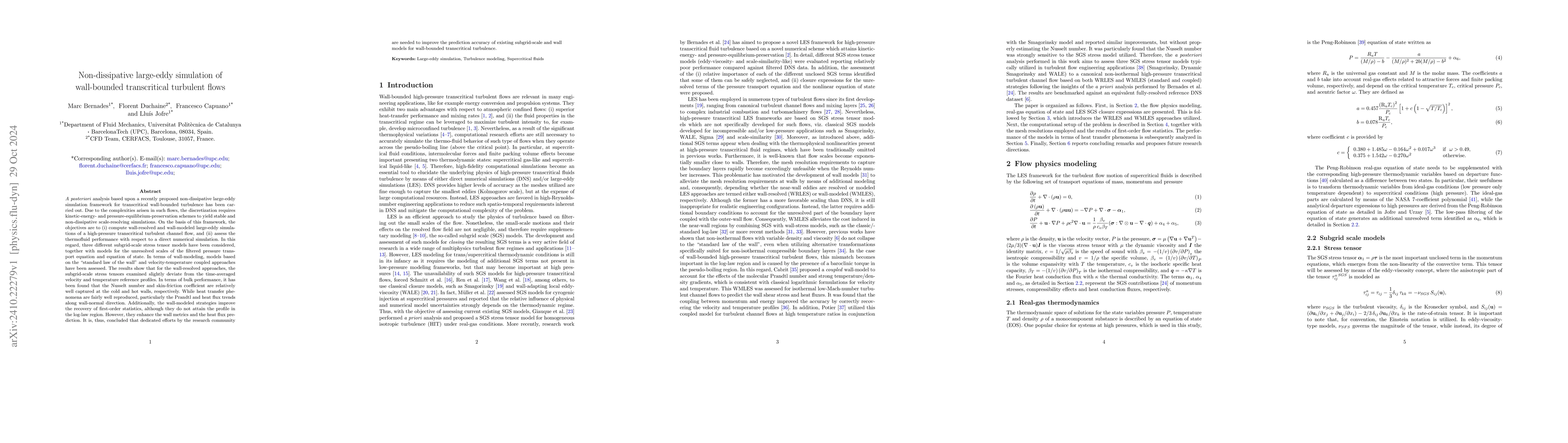 Thumbnail for Non-dissipative large-eddy simulation of wall-bounded transcritical
  turbulent flows
