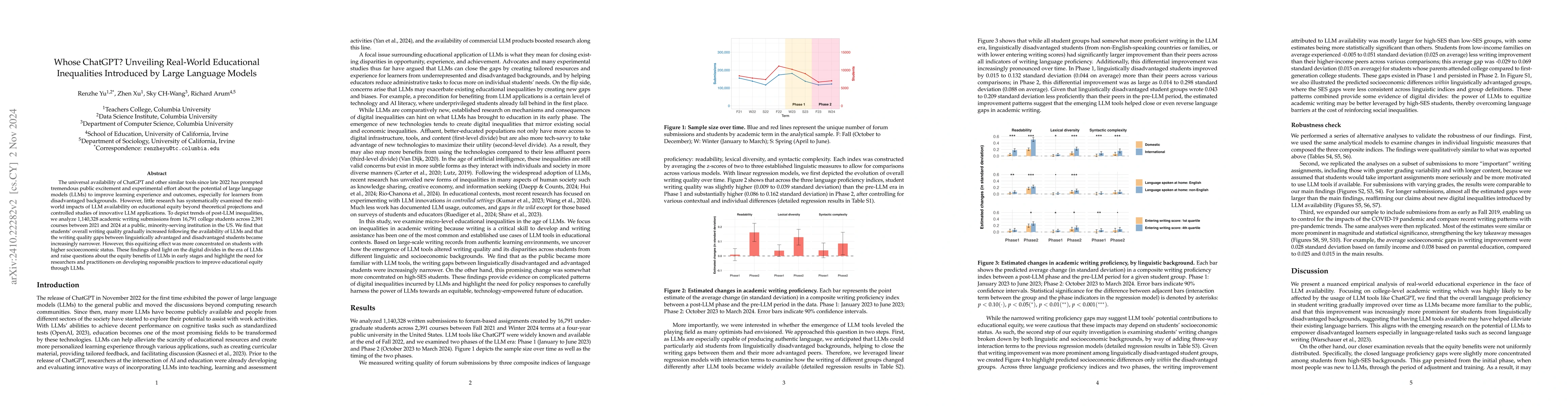Thumbnail for Whose ChatGPT? Unveiling Real-World Educational Inequalities Introduced
  by Large Language Models