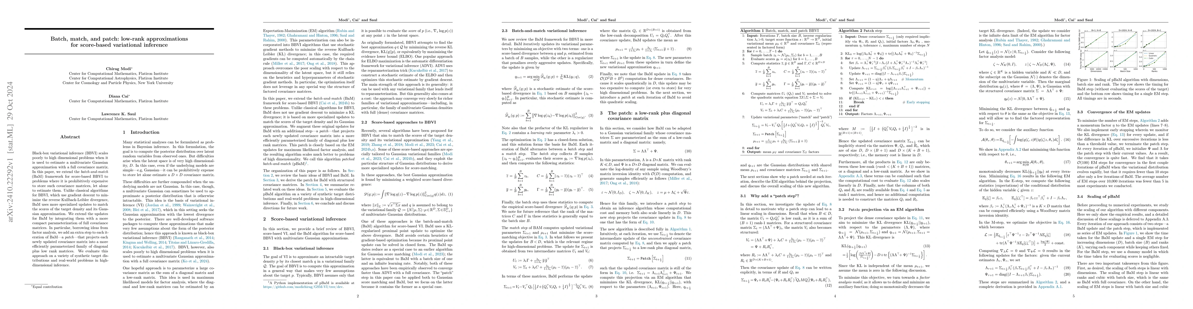 Thumbnail for Batch, match, and patch: low-rank approximations for score-based
  variational inference