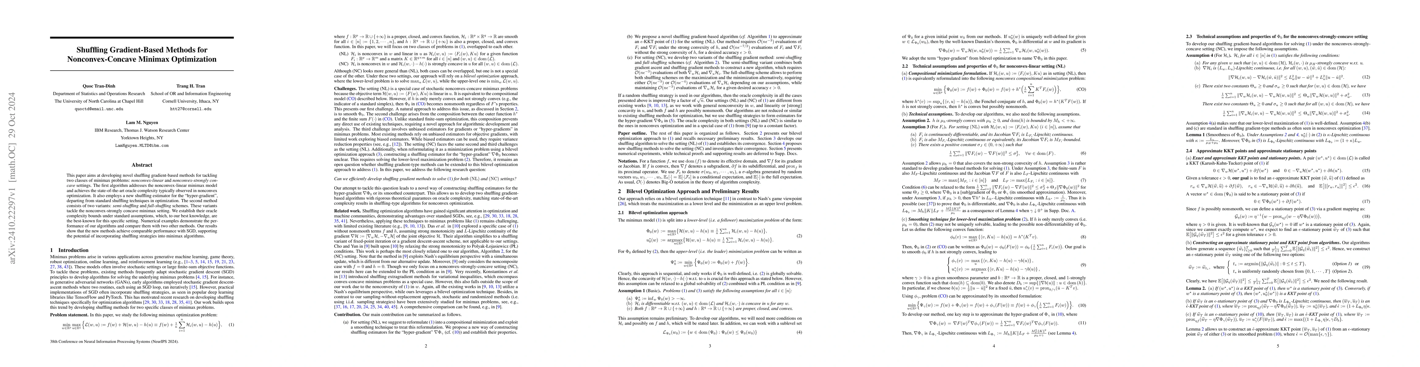 Thumbnail for Shuffling Gradient-Based Methods for Nonconvex-Concave Minimax
  Optimization