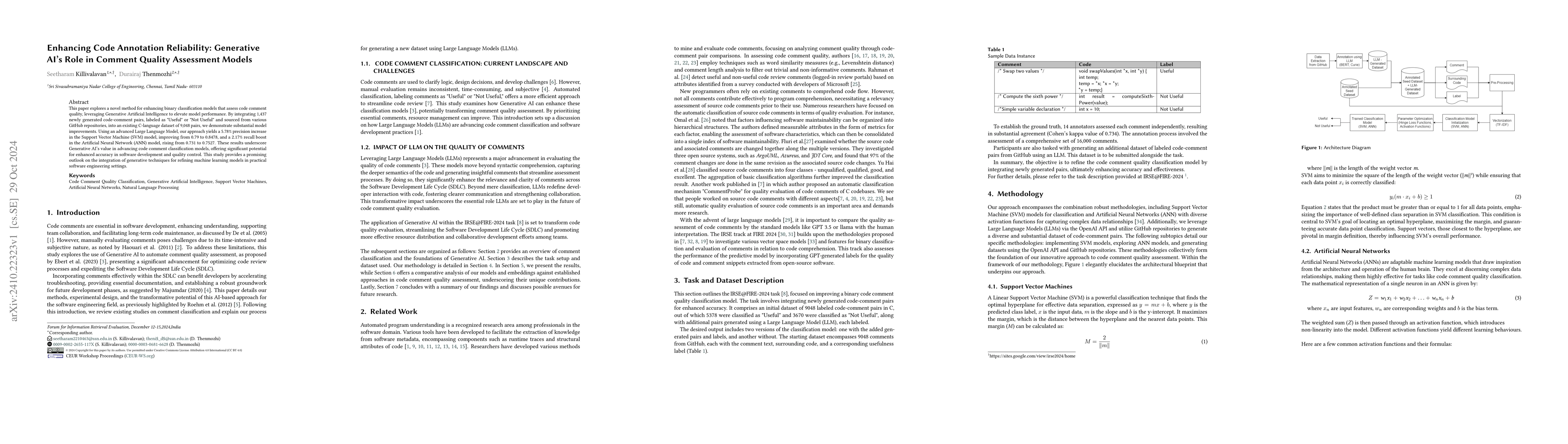 Thumbnail for Enhancing Code Annotation Reliability: Generative AI's Role in Comment
  Quality Assessment Models