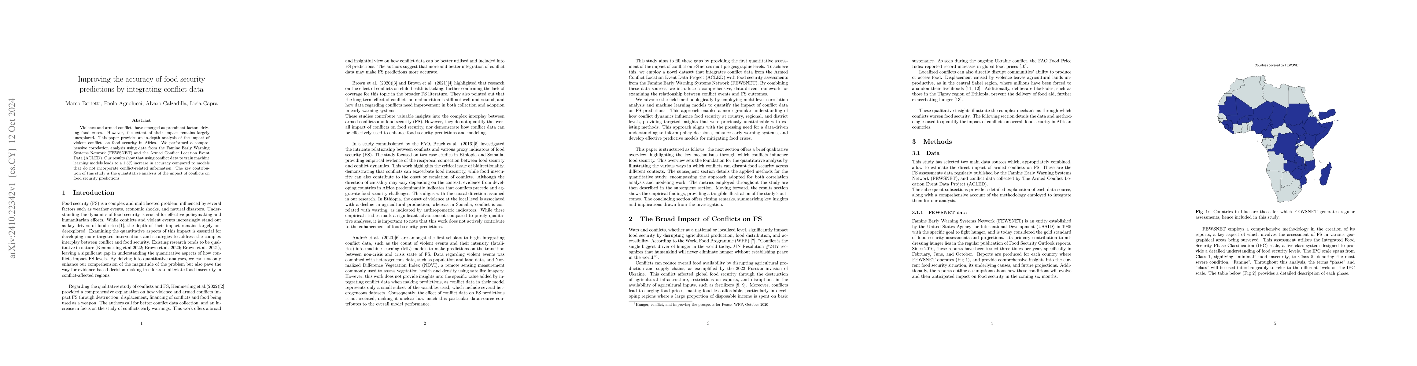 Thumbnail for Improving the accuracy of food security predictions by integrating
  conflict data