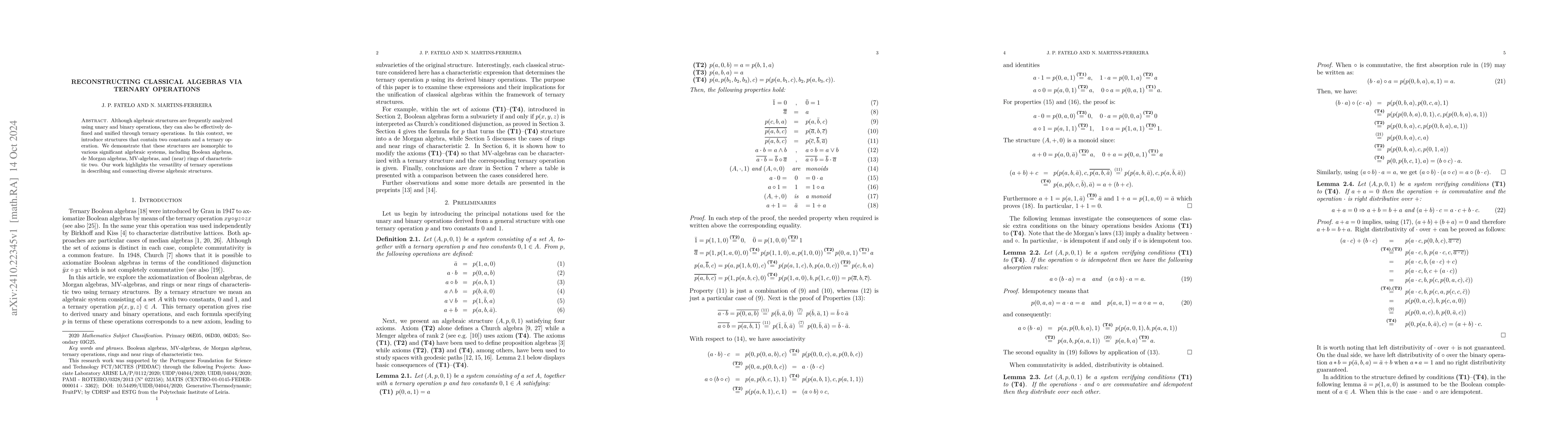 Thumbnail for Reconstructing Classical Algebras via Ternary Operations