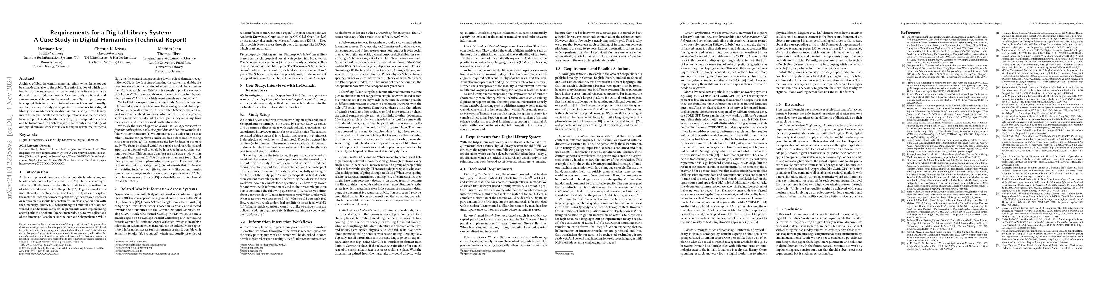 Thumbnail for Requirements for a Digital Library System: A Case Study in Digital
  Humanities (Technical Report)