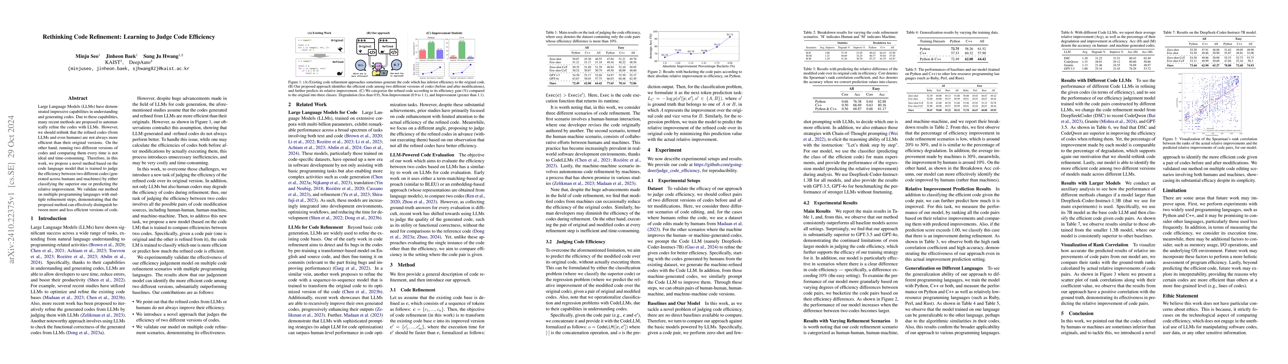 Thumbnail for Rethinking Code Refinement: Learning to Judge Code Efficiency