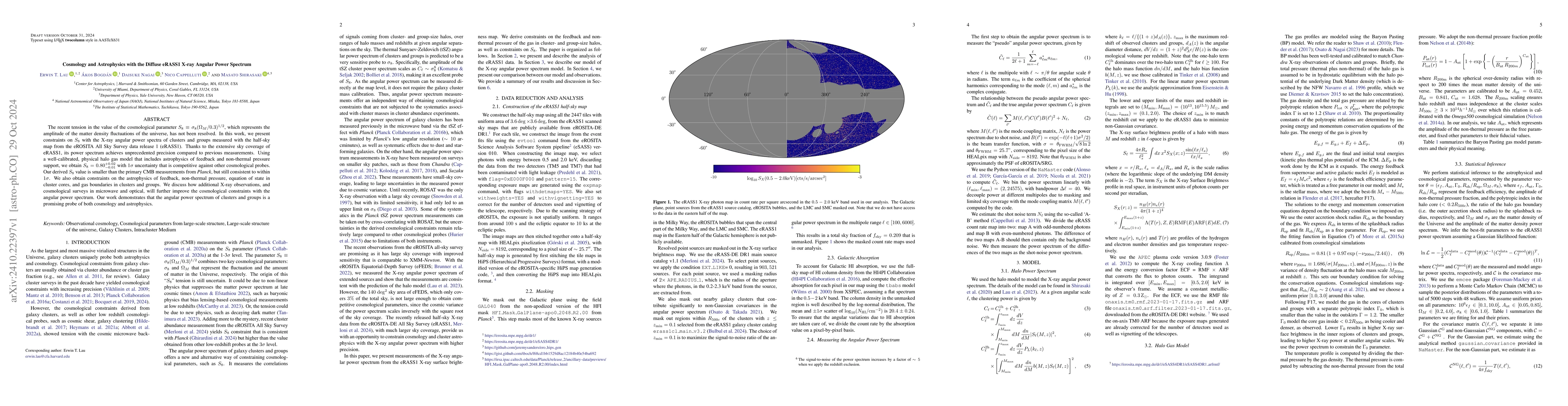 Thumbnail for Cosmology and Astrophysics with the Diffuse eRASS1 X-ray Angular Power
  Spectrum