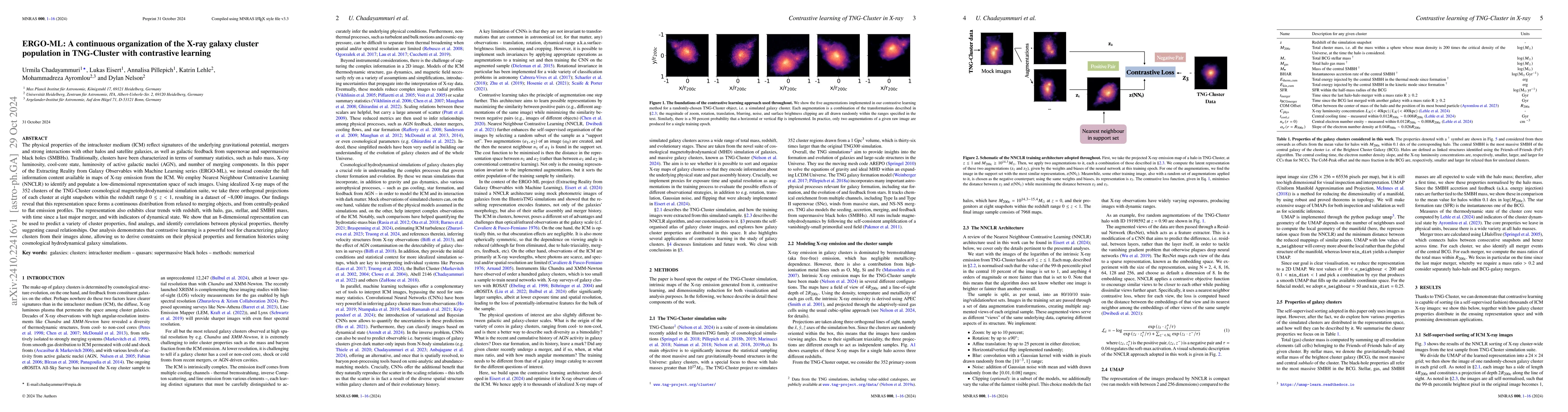 Thumbnail for ERGO-ML: A continuous organization of the X-ray galaxy cluster
  population in TNG-Cluster with contrastive learning