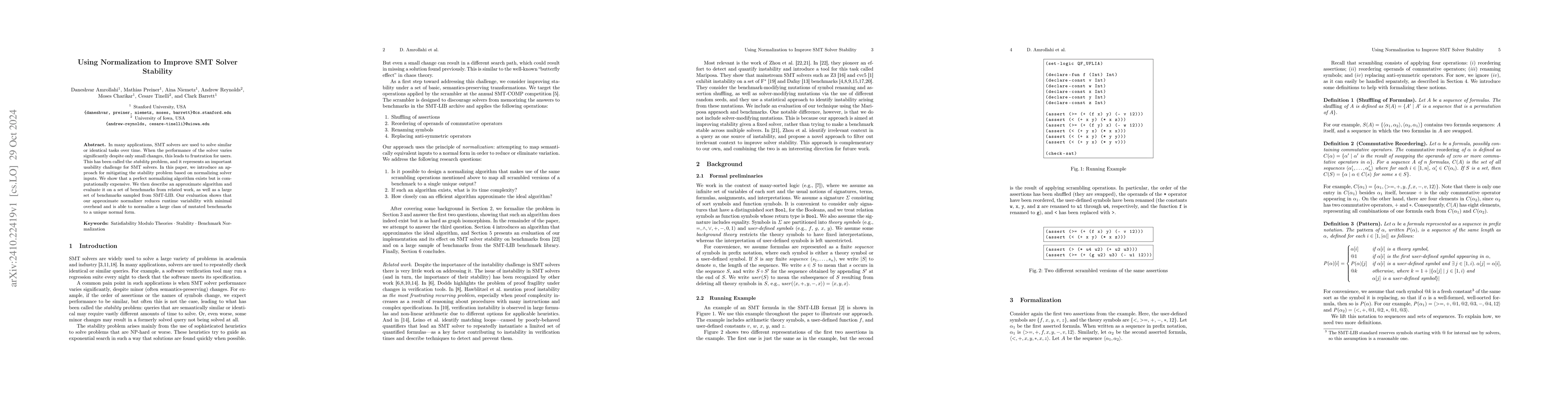 Thumbnail for Using Normalization to Improve SMT Solver Stability