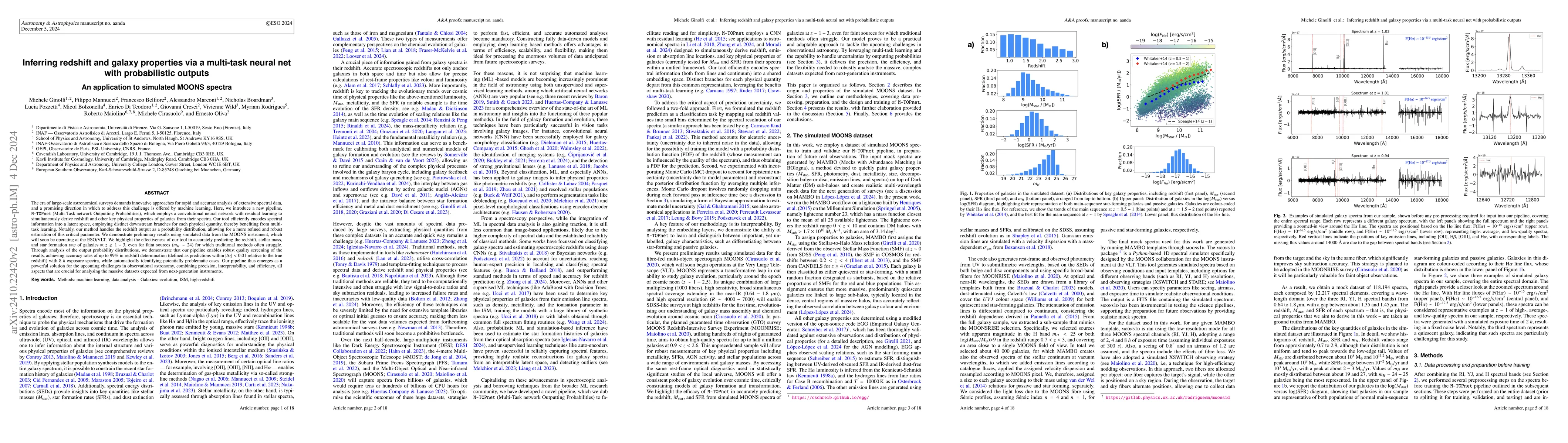 Thumbnail for Inferring redshift and galaxy properties via a multi-task neural net
  with probabilistic outputs: An application to simulated MOONS spectra