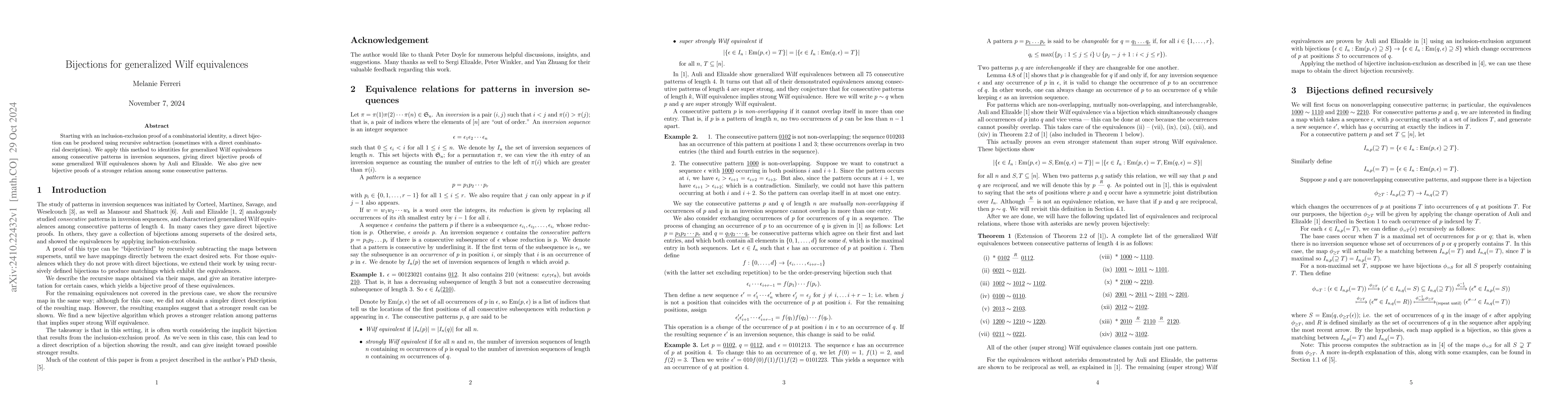 Thumbnail for Bijections for generalized Wilf equivalences