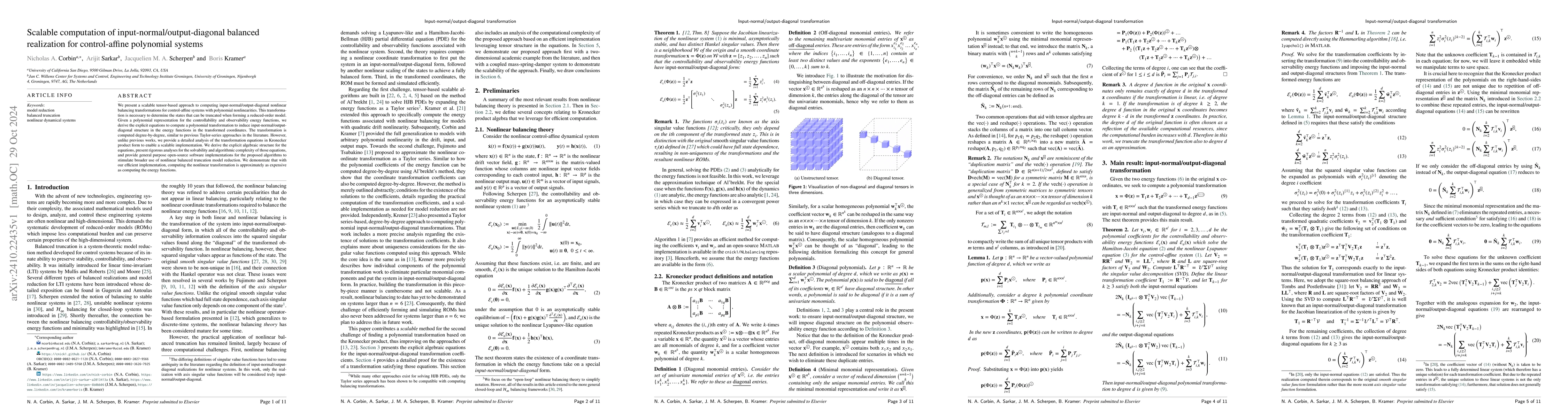 Thumbnail for Scalable computation of input-normal/output-diagonal balanced
  realization for control-affine polynomial systems